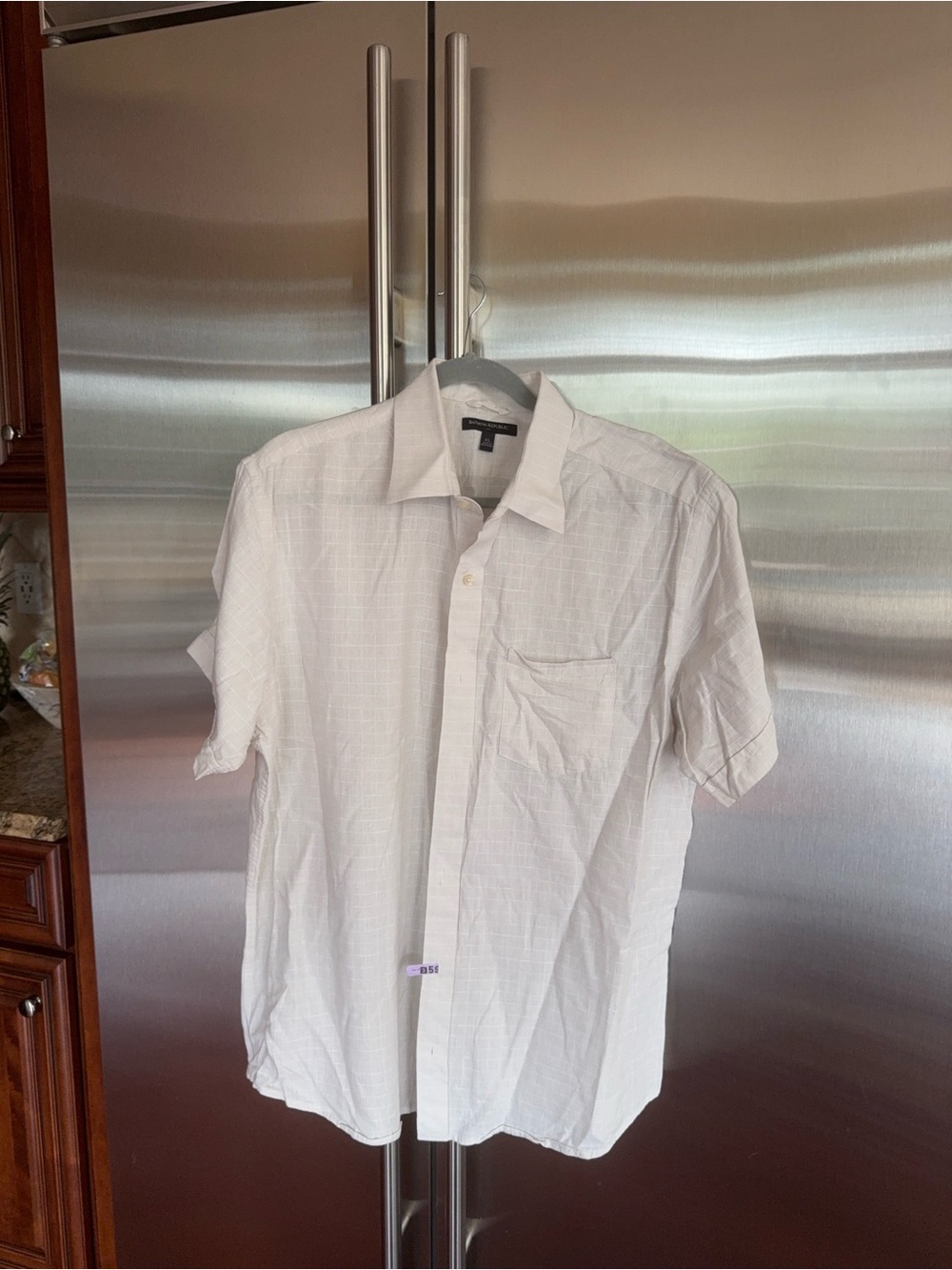 Banana Republic White Short-Sleeve Button-Down Shirt, XL